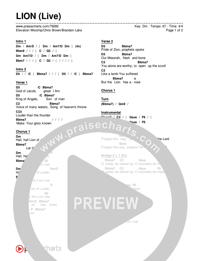 LION (Live) Chords & Lyrics (Elevation Worship / Chris Brown / Brandon Lake)