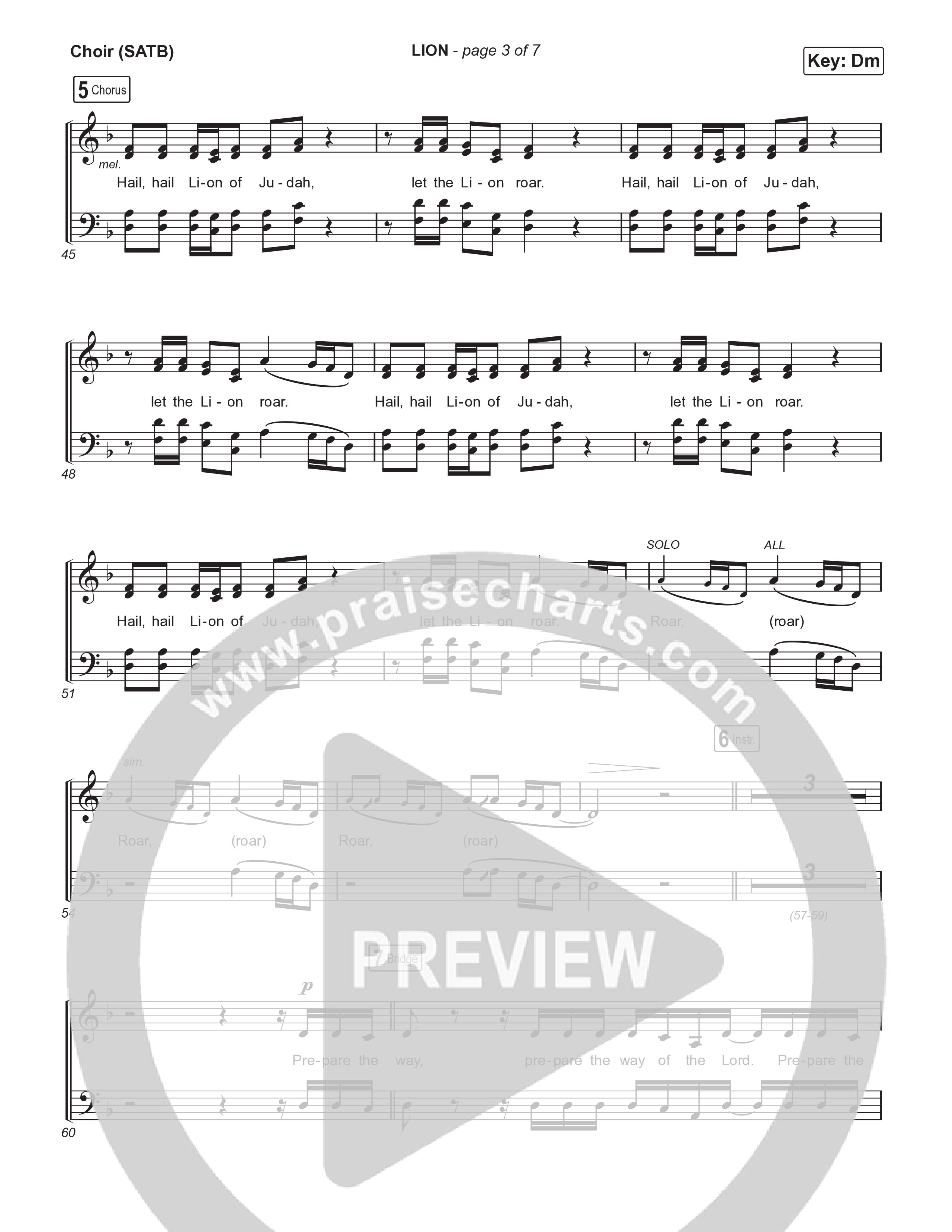 LION (Live) Choir Sheet (SATB) (Elevation Worship / Chris Brown / Brandon Lake)