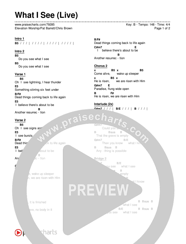 What I See (Live) Chords & Lyrics (Elevation Worship / Pat Barrett / Chris Brown)