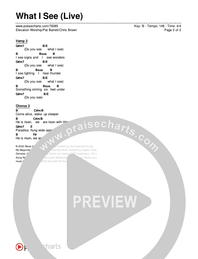 What I See (Live) Chords & Lyrics (Elevation Worship / Pat Barrett / Chris Brown)