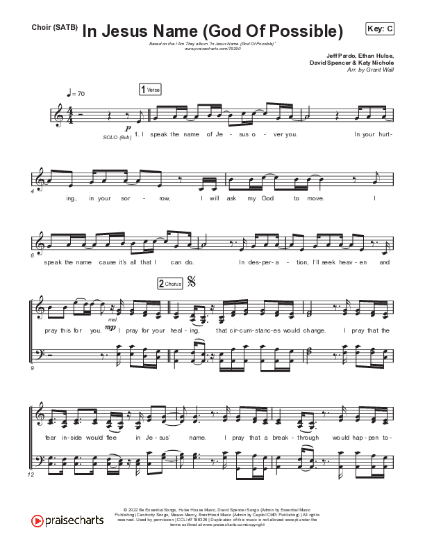 In Jesus Name (God Of Possible) Choir Sheet (SATB) (I Am They / Cheyenne Mitchell)