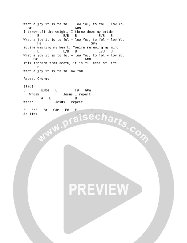 Repent (What A Joy It Is) Chord Chart (Mitch Wong)