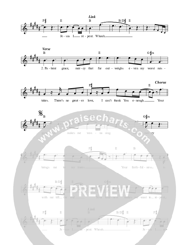 Repent (What A Joy It Is) Lead Sheet Melody (Mitch Wong)