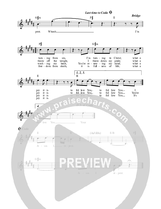 Repent (What A Joy It Is) Lead Sheet Melody (Mitch Wong)