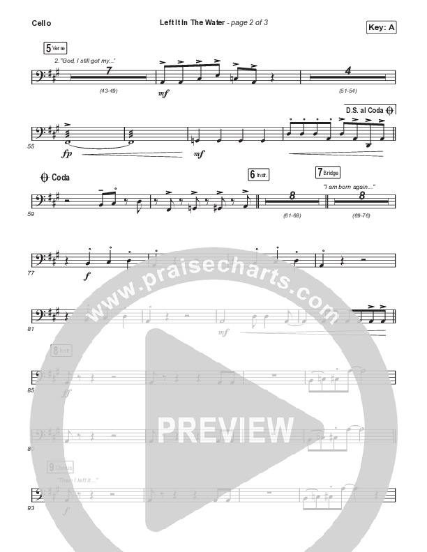 Left It In The Water (Choral Anthem SATB) Cello (We The Kingdom / Arr. Mason Brown)