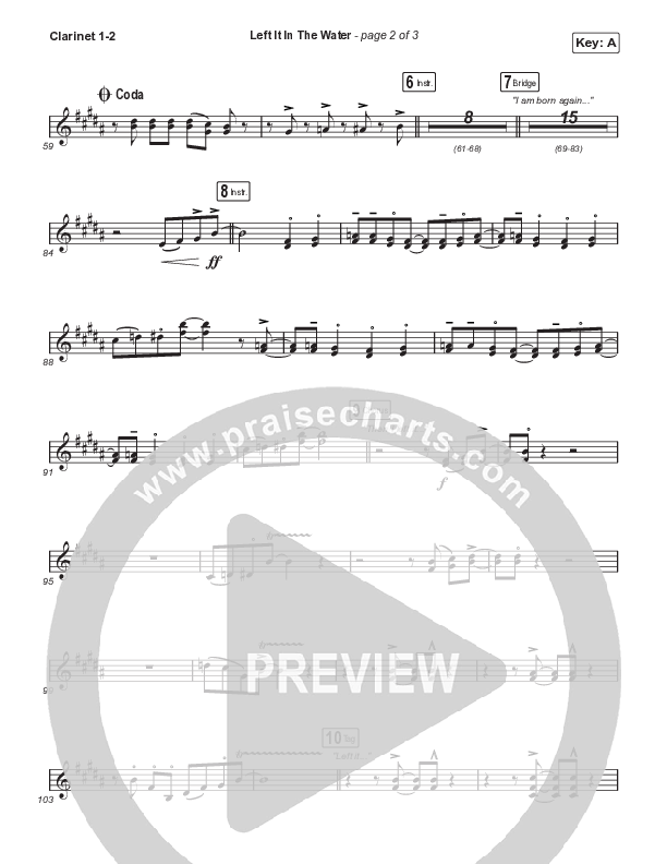 Left It In The Water (Choral Anthem SATB) Clarinet 1,2 (We The Kingdom / Arr. Mason Brown)