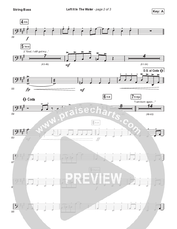 Left It In The Water (Choral Anthem SATB) String Bass (We The Kingdom / Arr. Mason Brown)