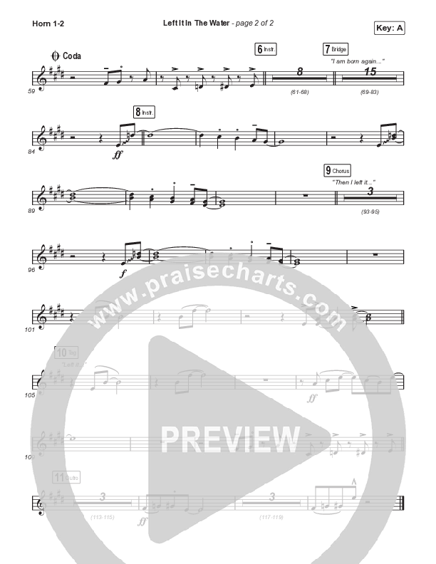 Left It In The Water (Choral Anthem SATB) French Horn 1,2 (We The Kingdom / Arr. Mason Brown)