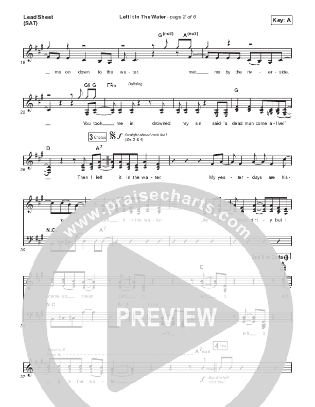 Left It In The Water (Choral Anthem SATB) Lead Sheet (SAT) (We The Kingdom / Arr. Mason Brown)