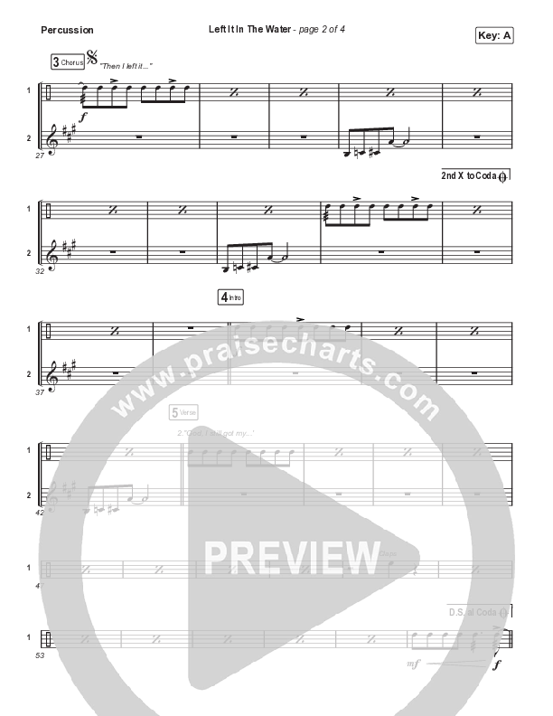 Left It In The Water (Choral Anthem SATB) Percussion (We The Kingdom / Arr. Mason Brown)