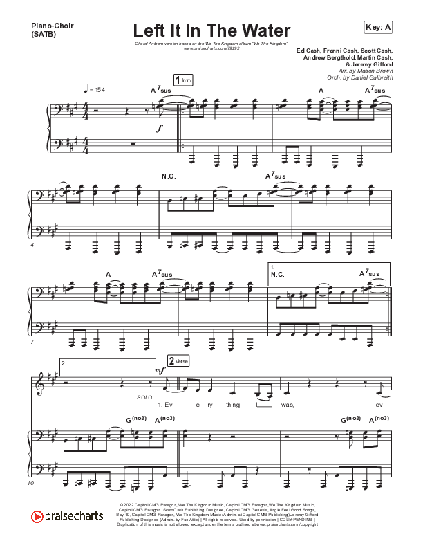 Left It In The Water (Choral Anthem SATB) Anthem (SATB + Piano) (We The Kingdom / Arr. Mason Brown)