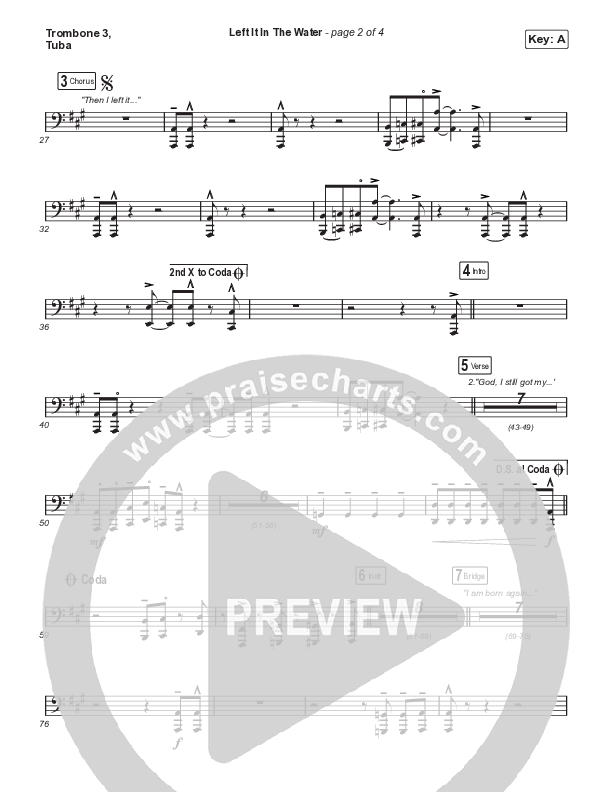 Left It In The Water (Choral Anthem SATB) Trombone 3/Tuba (We The Kingdom / Arr. Mason Brown)