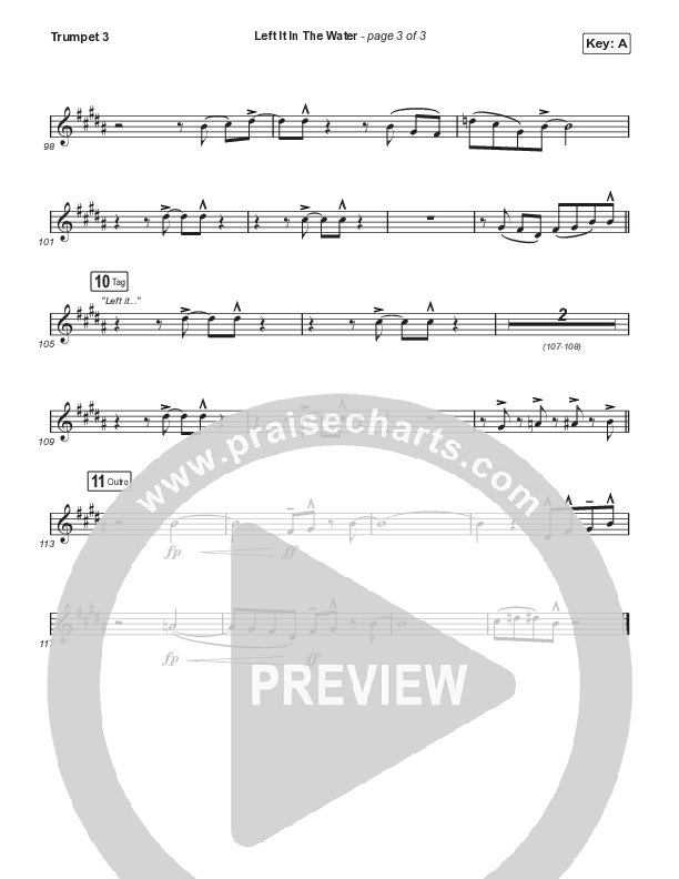 Left It In The Water (Choral Anthem SATB) Trumpet 3 (We The Kingdom / Arr. Mason Brown)