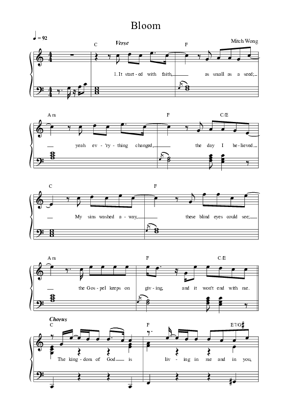 Bloom Lead Sheet (SAT) (Mitch Wong / Lindy Cofer)