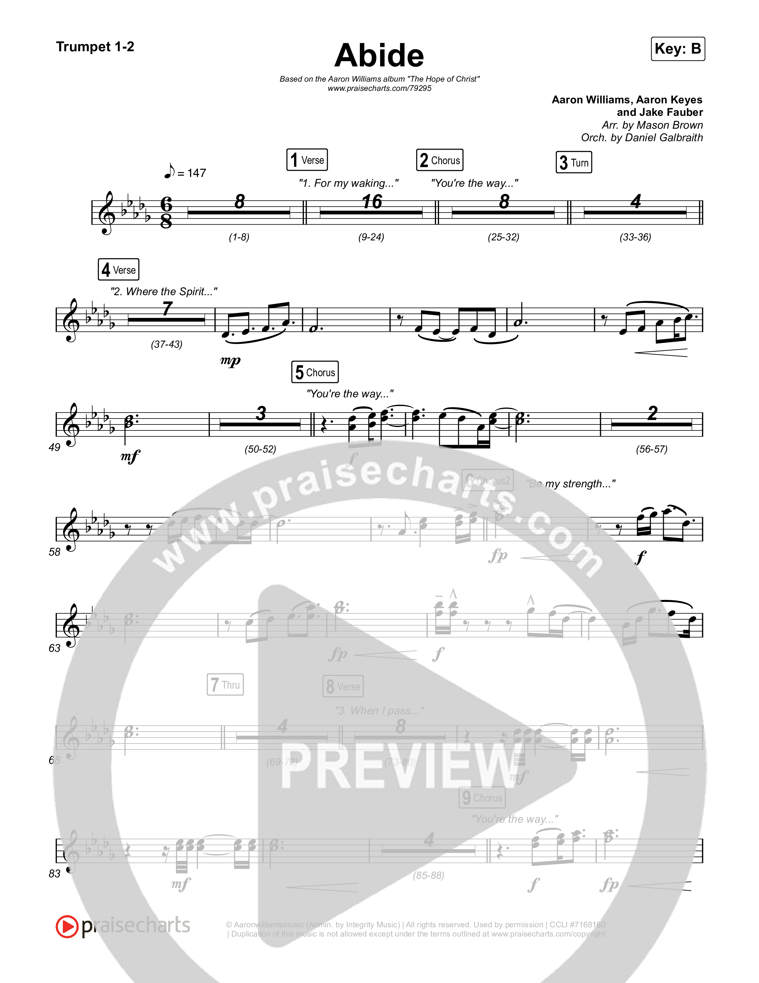 Abide (Live) Trumpet 1,2 (Aaron Williams / Aaron Keyes)