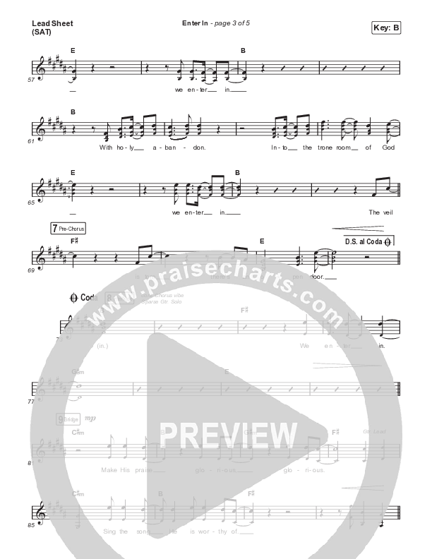 Enter In (Live) Lead Sheet (SAT) (Aaron Williams)