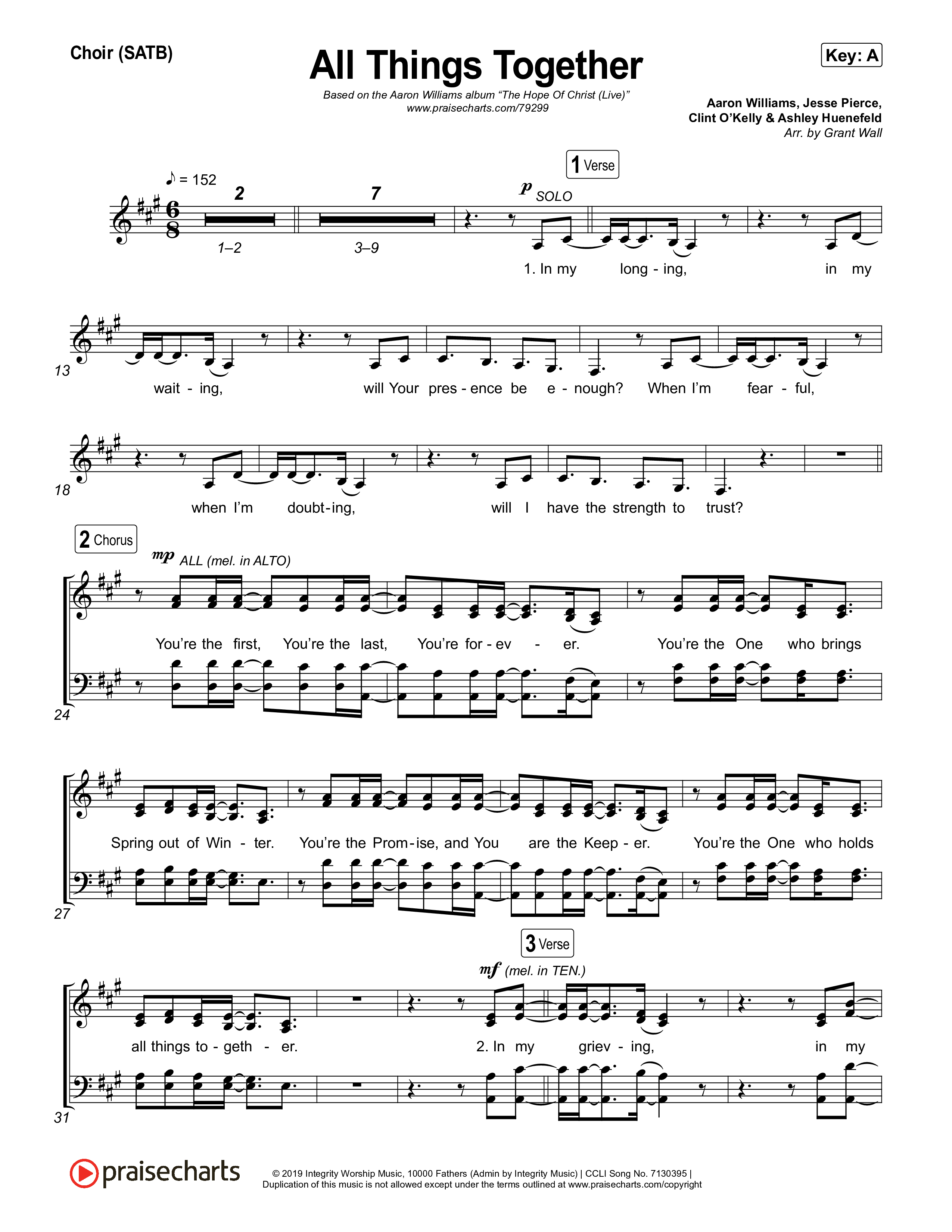 All Things Together (Live) Choir Sheet (SATB) (Aaron Williams)