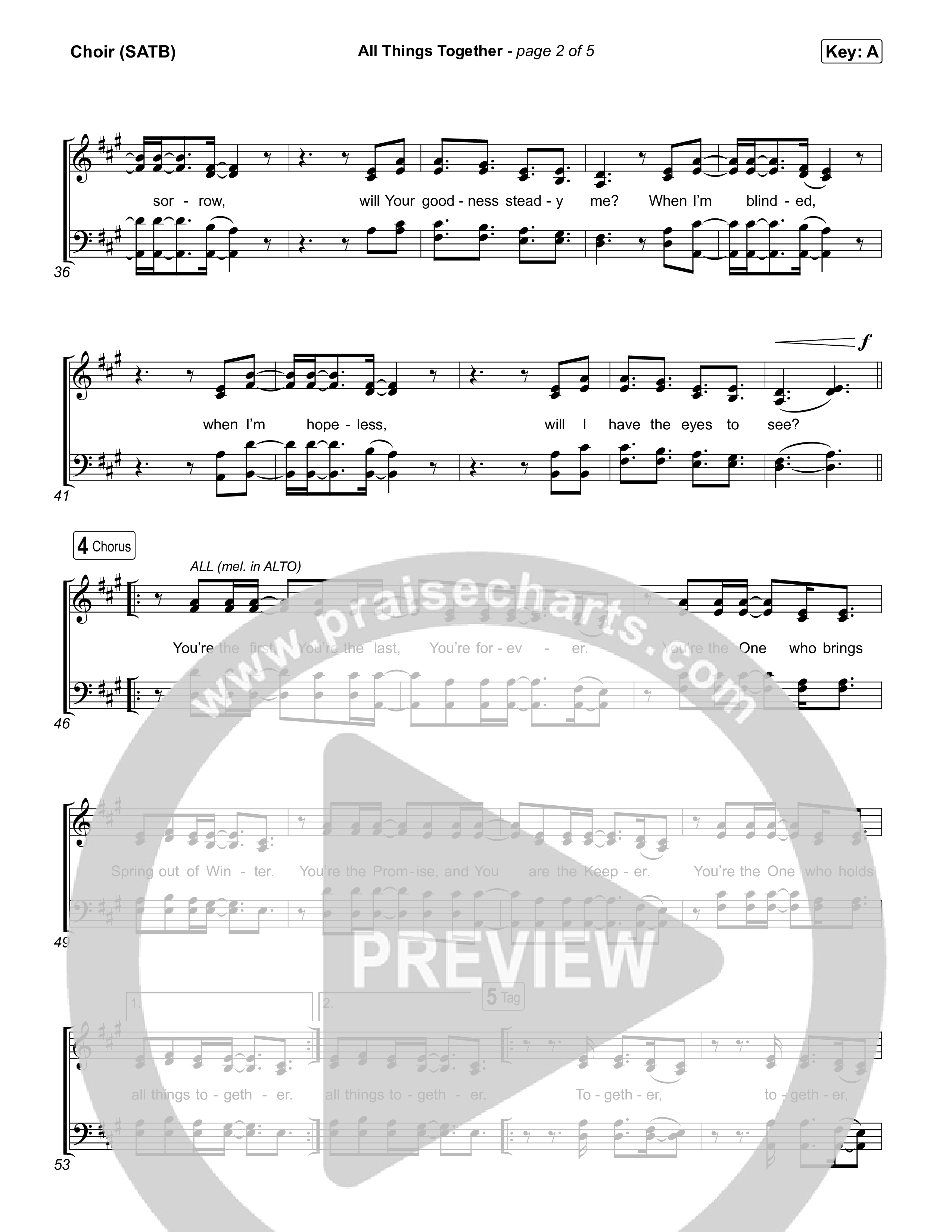 All Things Together (Live) Choir Sheet (SATB) (Aaron Williams)