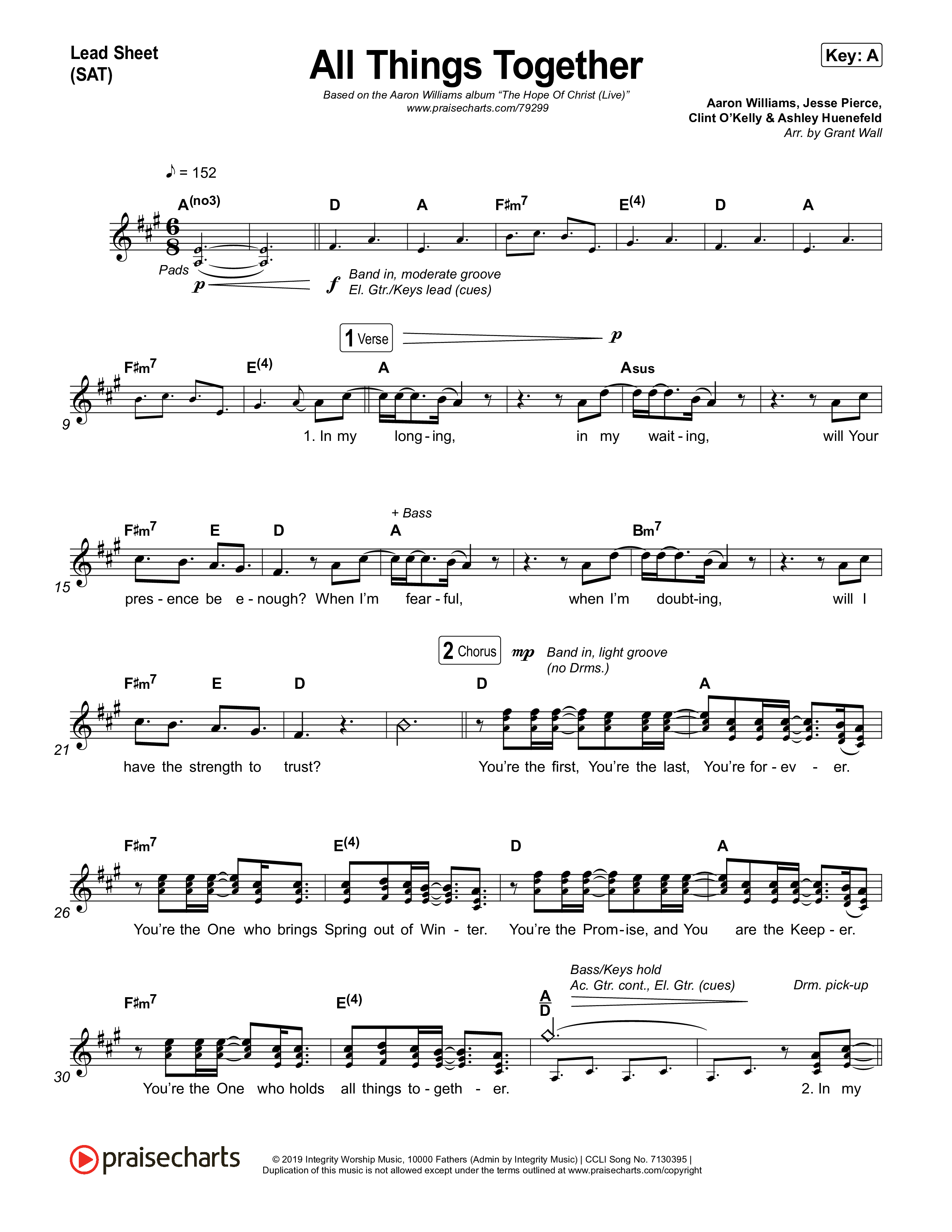 All Things Together (Live) Lead Sheet (SAT) (Aaron Williams)