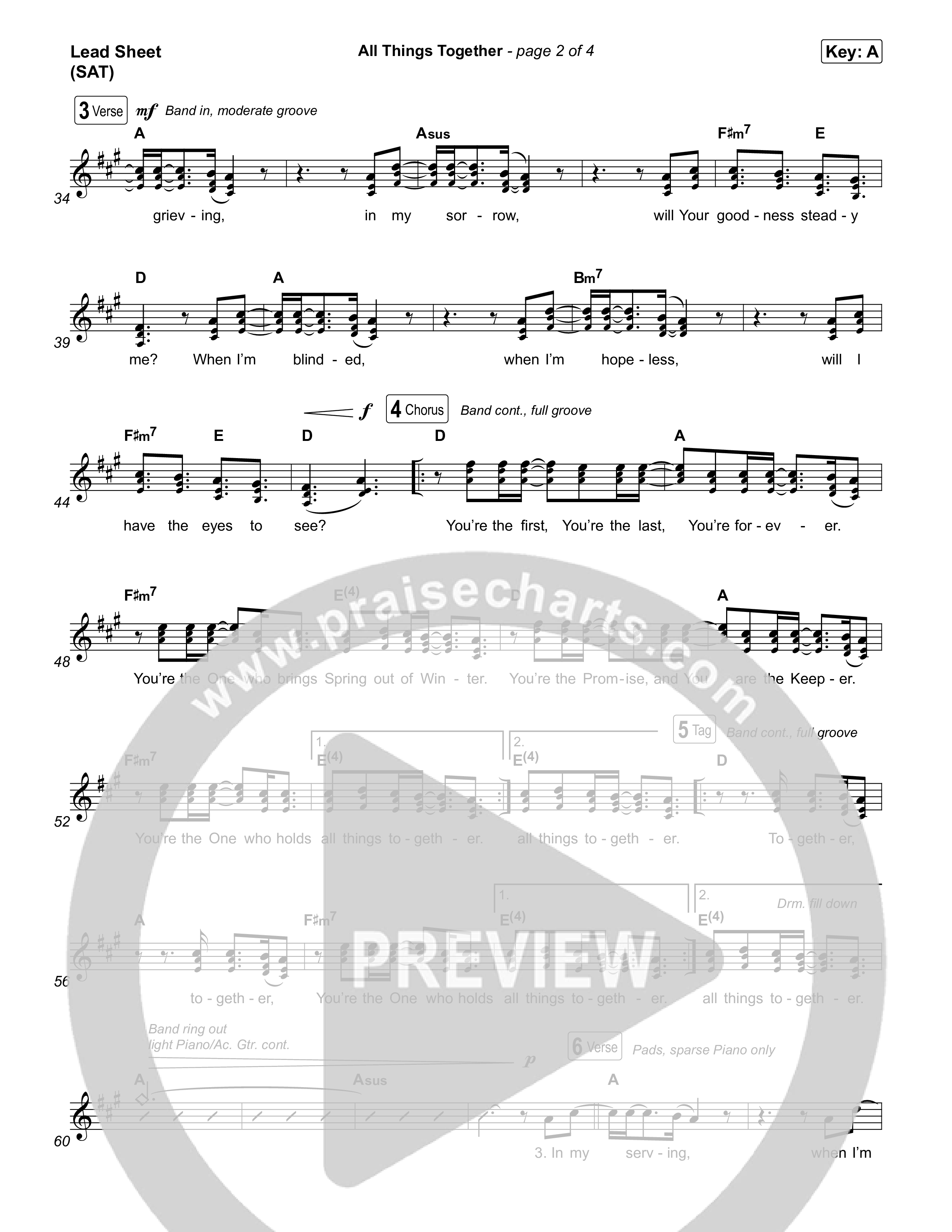 All Things Together (Live) Lead Sheet (SAT) (Aaron Williams)