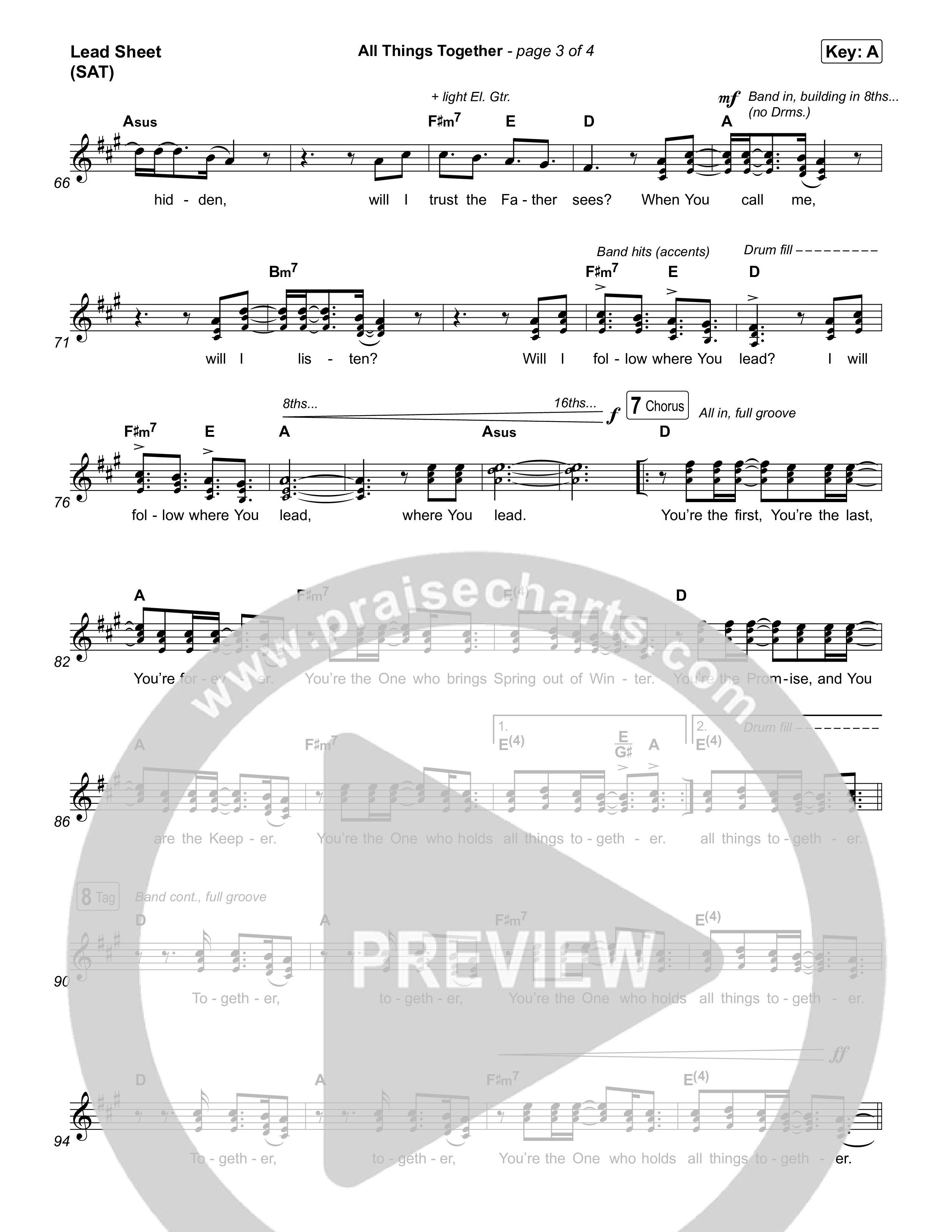 All Things Together (Live) Lead Sheet (SAT) (Aaron Williams)