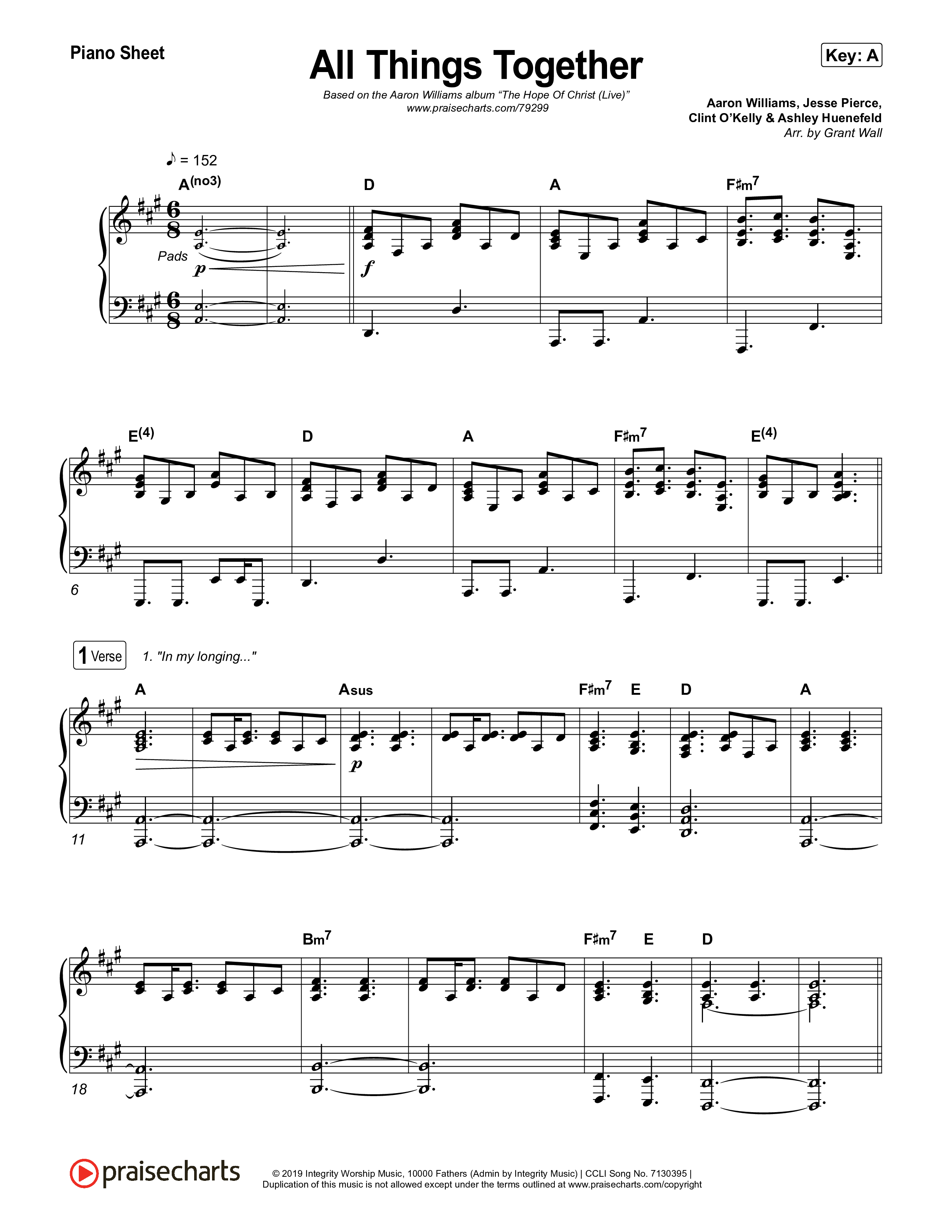 All Things Together (Live) Piano Sheet (Aaron Williams)