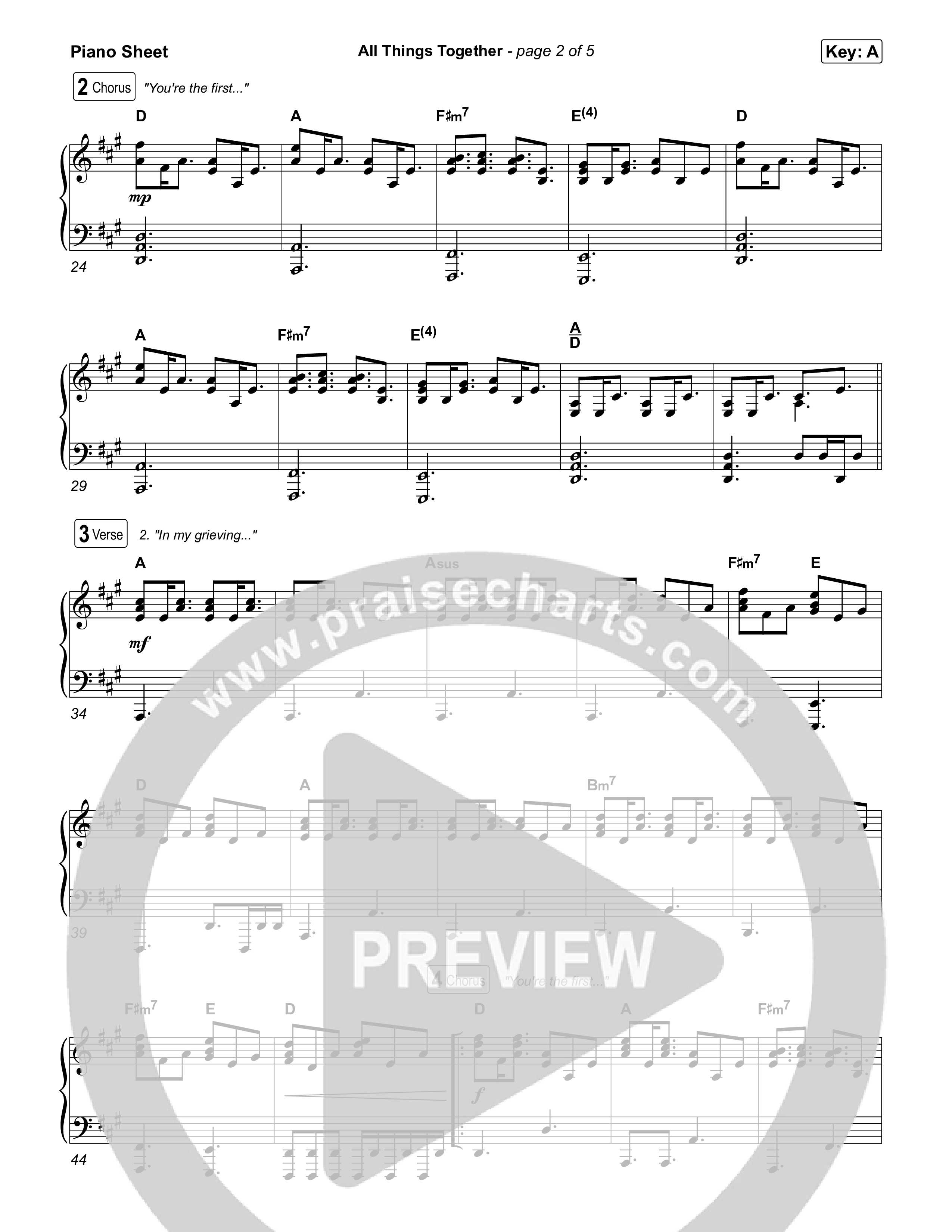 All Things Together (Live) Piano Sheet (Aaron Williams)