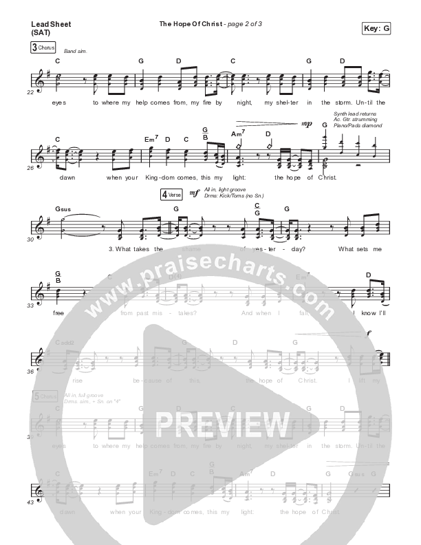 The Hope Of Christ (Live) Lead Sheet (SAT) (Aaron Williams / Shane & Shane)