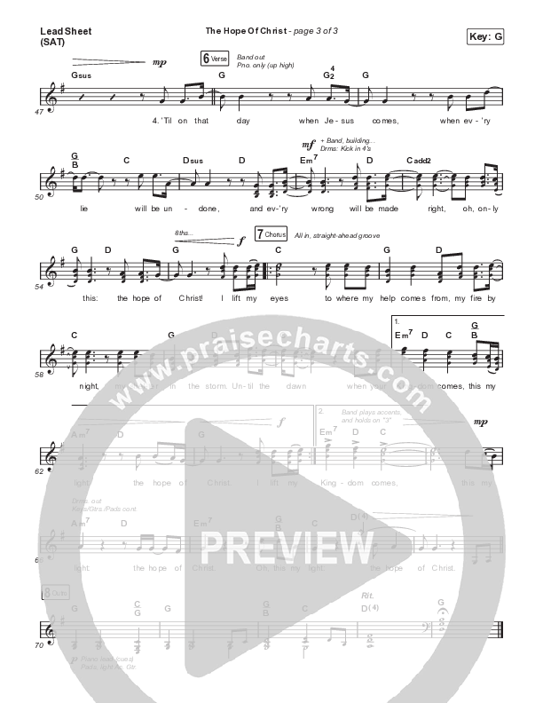 The Hope Of Christ (Live) Lead Sheet (SAT) (Aaron Williams / Shane & Shane)