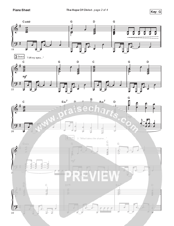 The Hope Of Christ (Live) Piano Sheet (Aaron Williams / Shane & Shane)