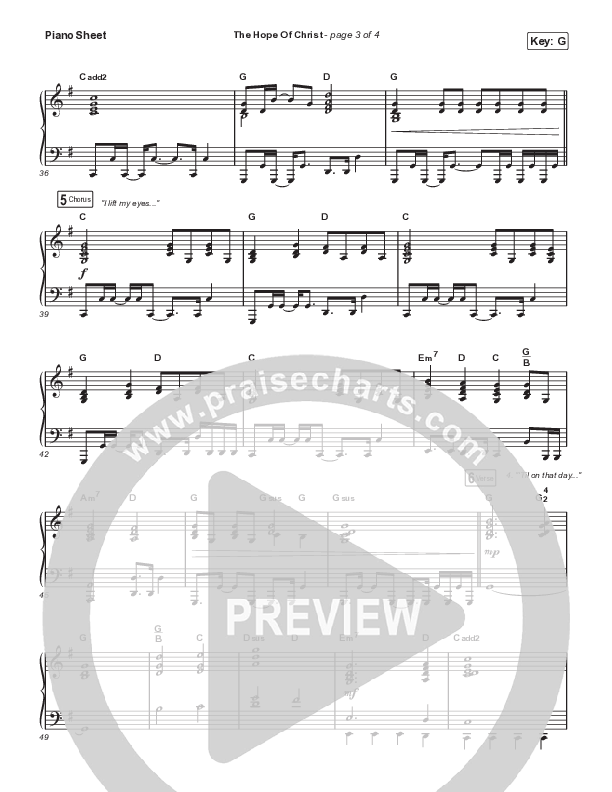 The Hope Of Christ (Live) Piano Sheet (Aaron Williams / Shane & Shane)