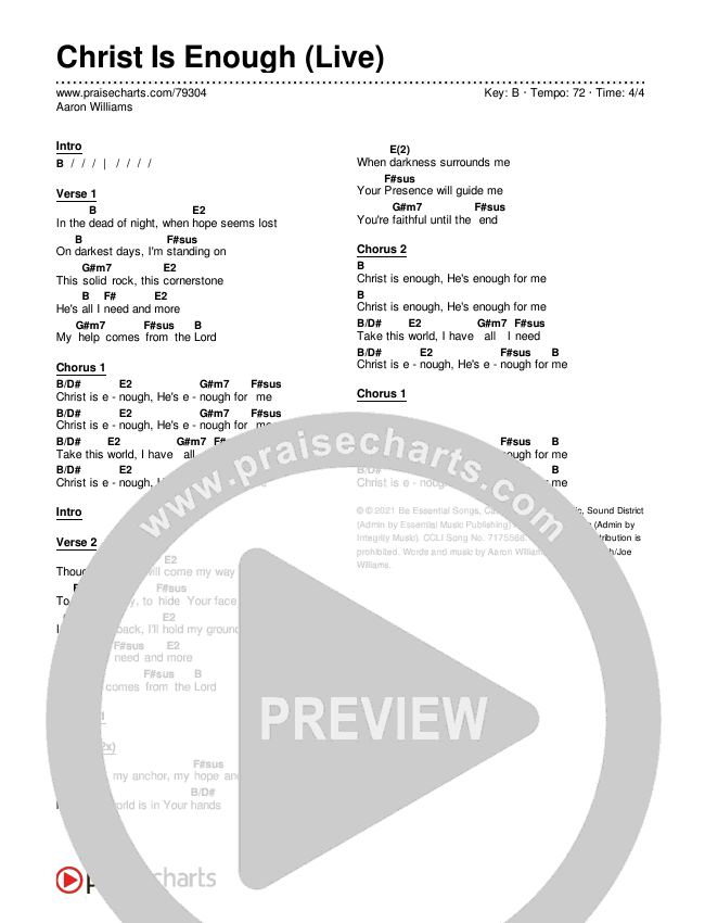 Christ Is Enough (Live) Chords & Lyrics (Aaron Williams)