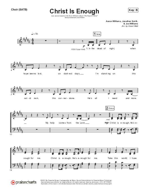 Christ Is Enough (Live) Choir Sheet (SATB) (Aaron Williams)