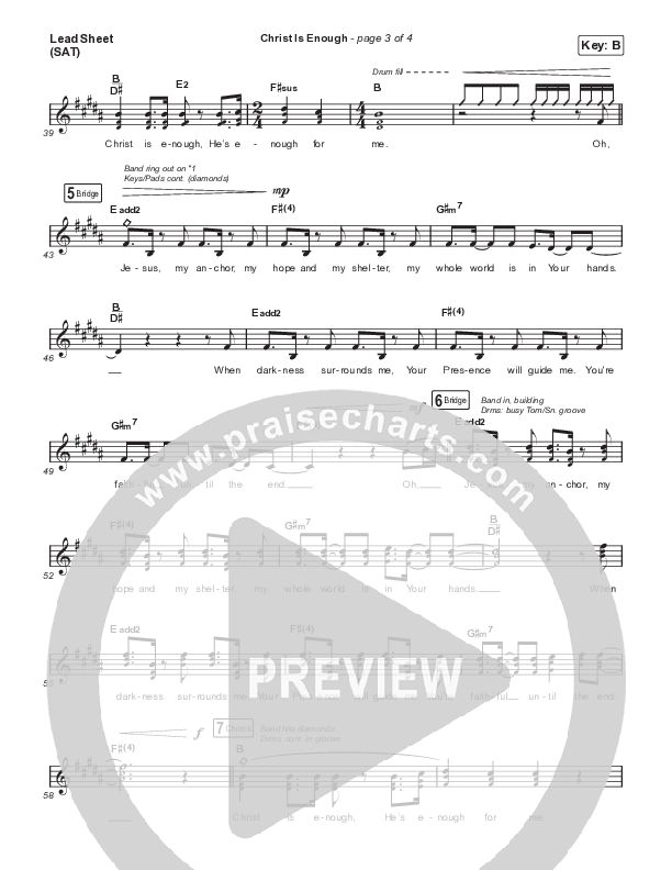 Christ Is Enough (Live) Lead Sheet (SAT) (Aaron Williams)