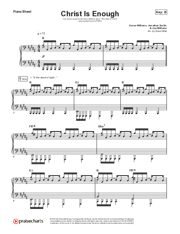 Christ Is Enough (Live) Piano Sheet (Aaron Williams)