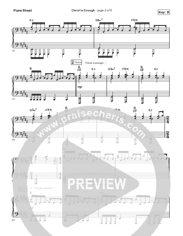 Christ Is Enough (Live) Piano Sheet (Aaron Williams)