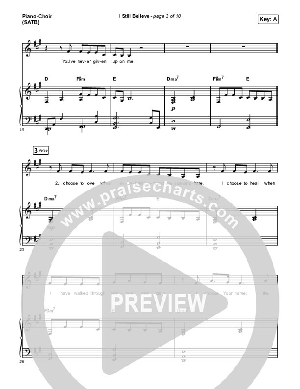 I Still Believe Piano/Vocal (SATB) (Bethel Music / Brian Johnson)