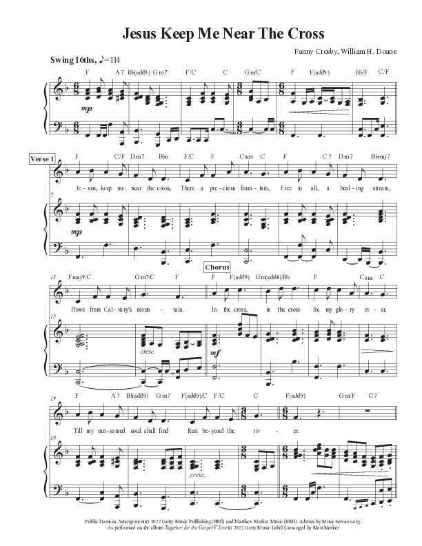 I Love You Lord / Jesus Keep Me Near The Cross (Live) Melody Sheet