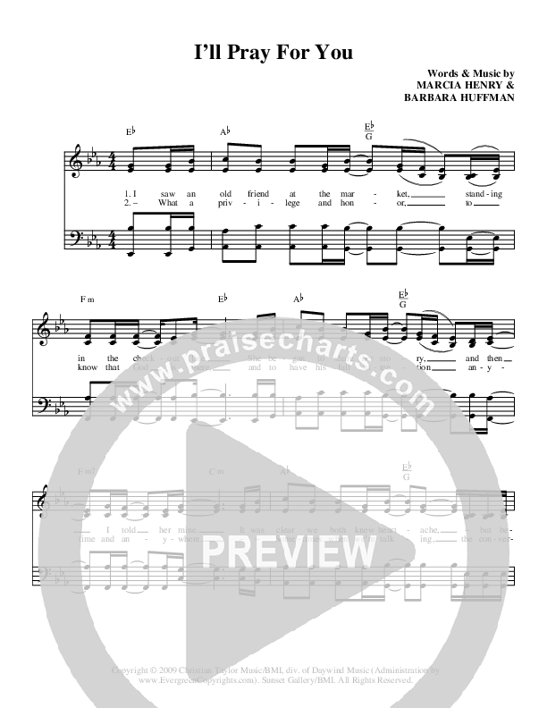 I'll Pray For You Lead Sheet (The Whisnants)