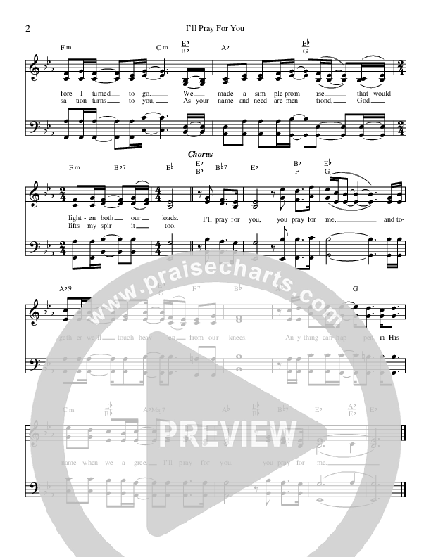 I'll Pray For You Lead Sheet (The Whisnants)