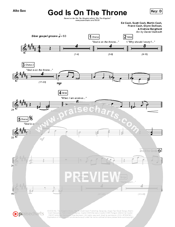 God Is On The Throne Sax Pack (We The Kingdom)