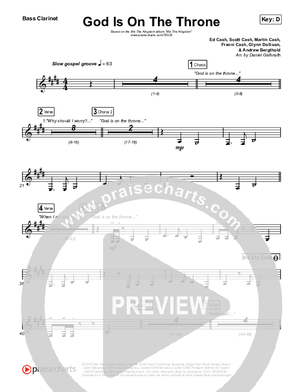 God Is On The Throne Bass Clarinet (We The Kingdom)
