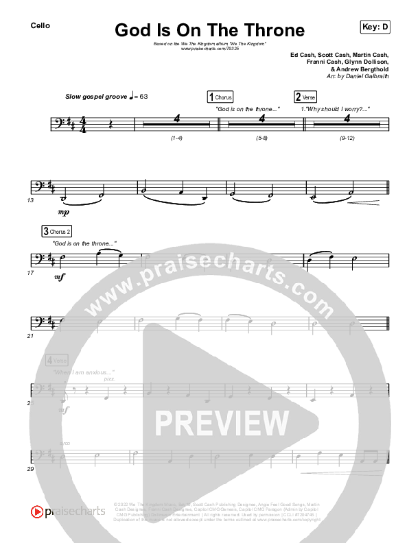 God Is On The Throne Cello (We The Kingdom)