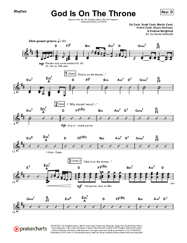 God Is On The Throne Rhythm Chart (We The Kingdom)