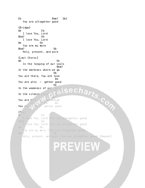 Altogether Good Chord Chart (Anchor Hymns / Paul Baloche / Lucy Grimble)