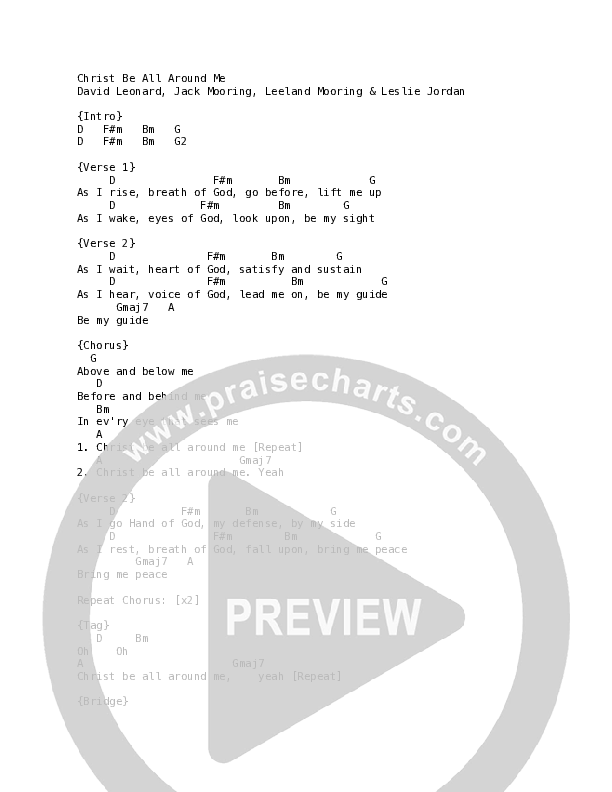 Christ Be All Around Me Chord Chart (Anchor Hymns)