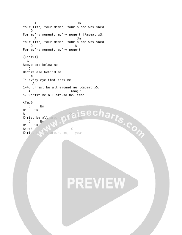 Christ Be All Around Me Chord Chart (Anchor Hymns)