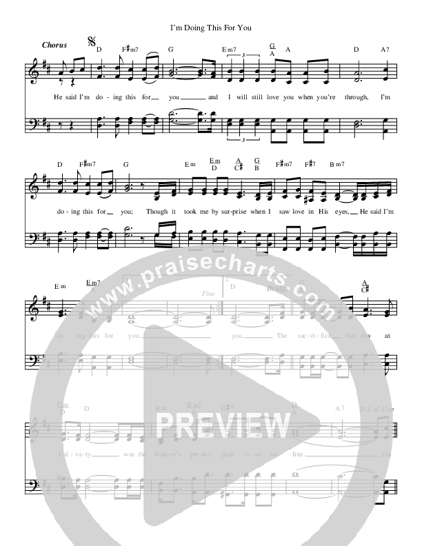 I'm Doing This For You Lead Sheet (Brian Free & Assurance)