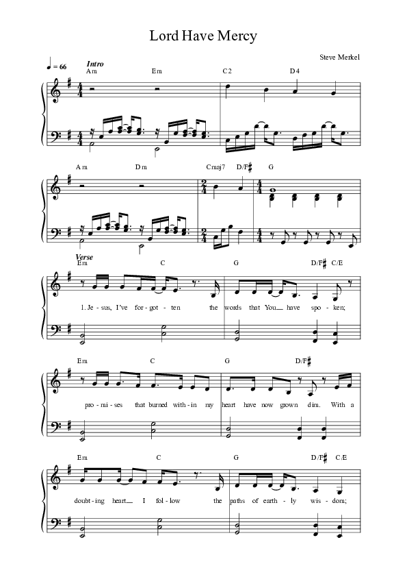 Lord Have Mercy Lead Sheet (SAT) (Anchor Hymns / Tim Timmons / Leslie Jordan)