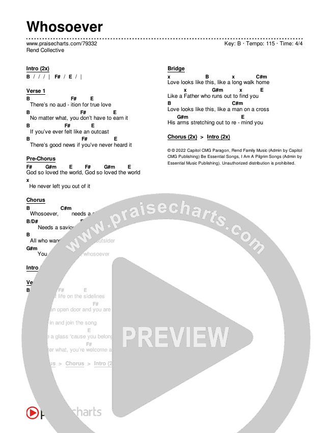 Whosoever Chords & Lyrics (Rend Collective)